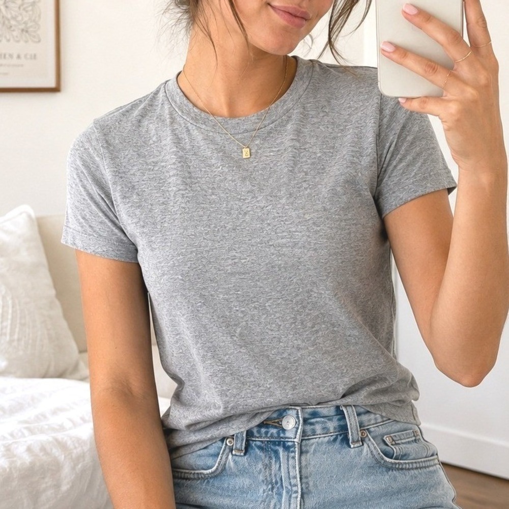 Everlane Heather Gray Crew Neck Essential Tee XS Minimalist Casual
